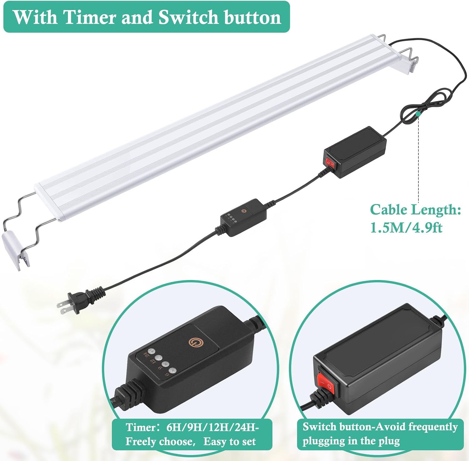 Hitop fish tank light with integrated timer controller