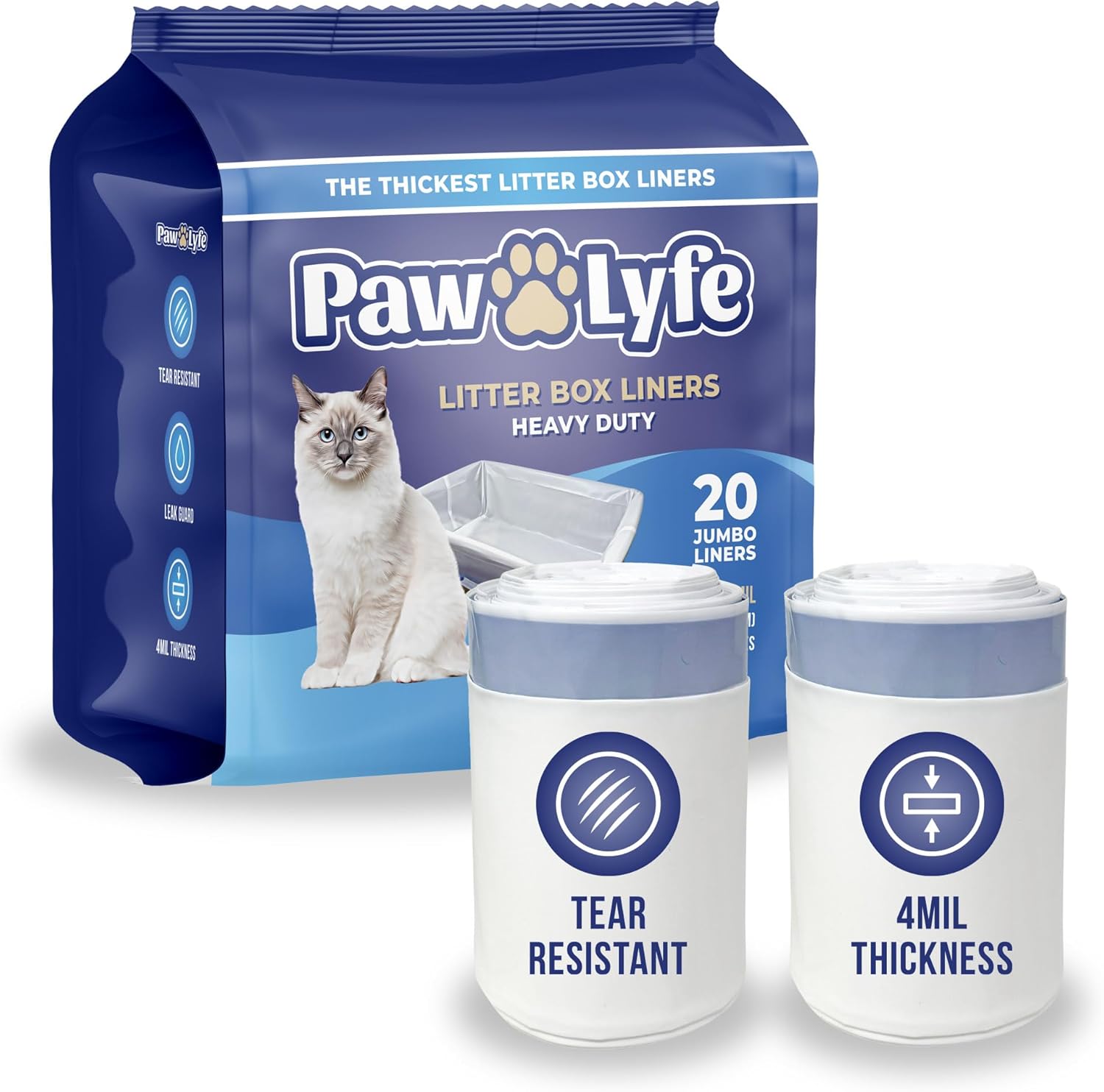 PawLyfe Jumbo Cat Litter Box Liners front view of packaging box