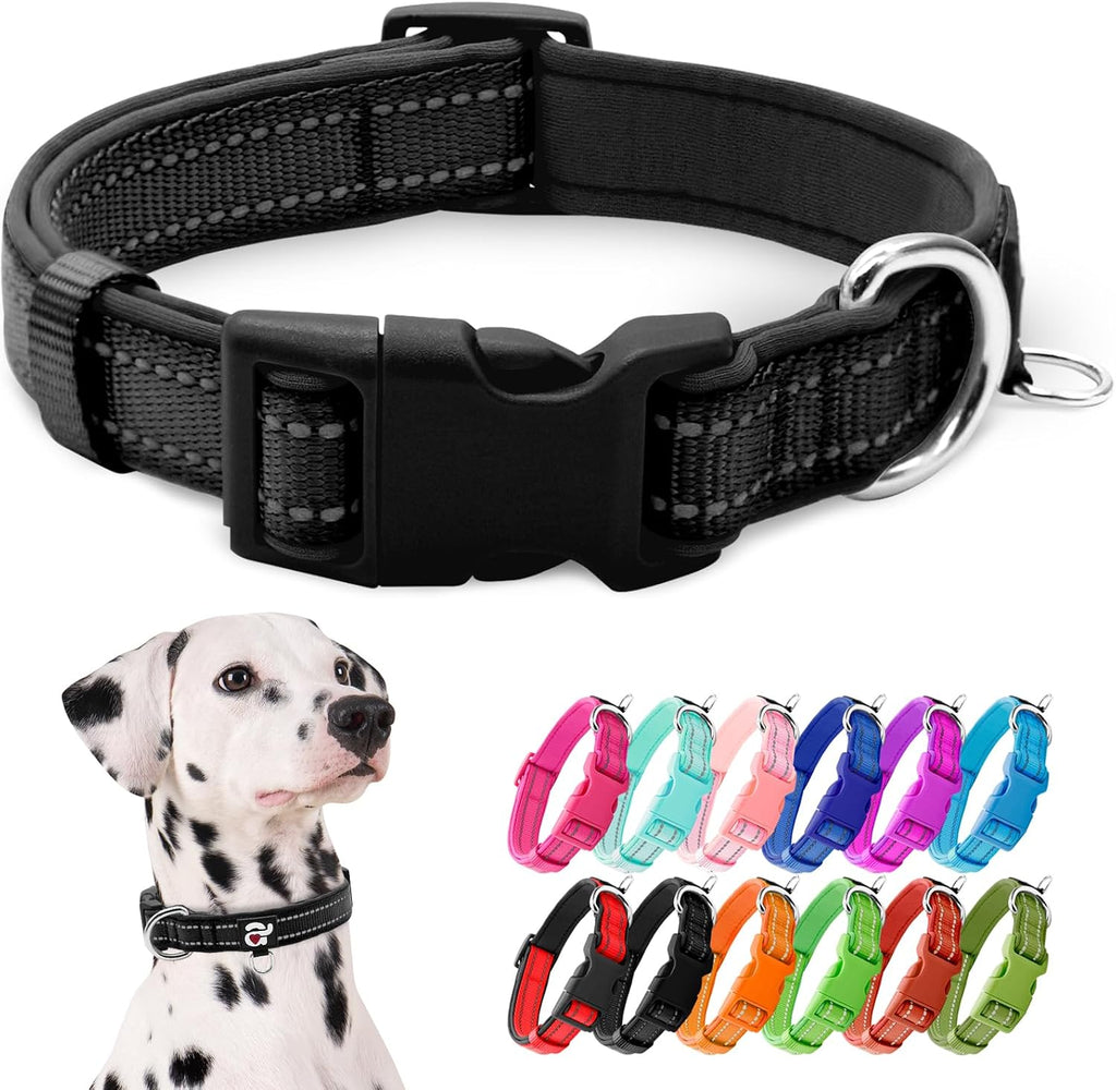 azuza Reflective Dog Collar,Soft Neoprene Padded Pet Collar with ID Tag Ring,Adjustable for Small Dogs,Hot Pink,S - Image 9