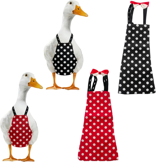 Magnoloran Reusable Poultry Diapers front view showing red and black polka dot pattern with a central black bow tie.