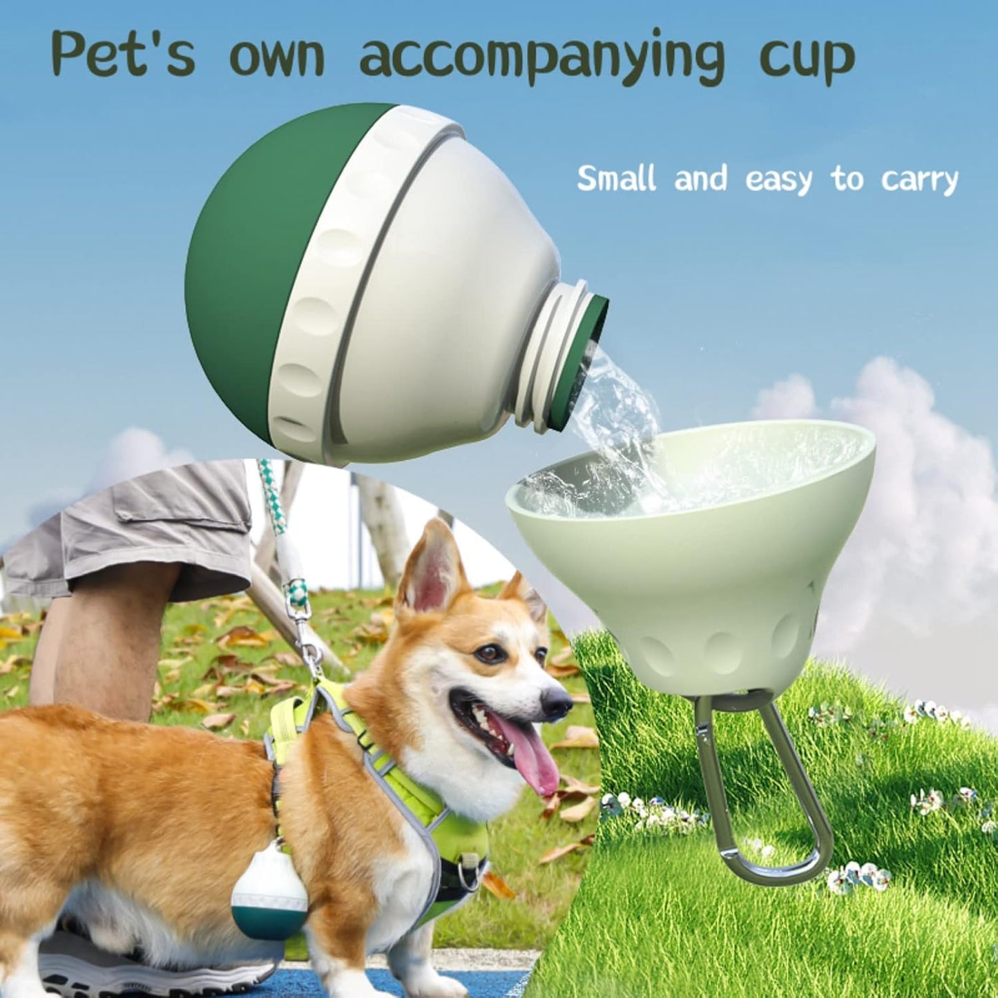 Zazoot pet travel bottle with detached silicone drinking bowl for small dogs