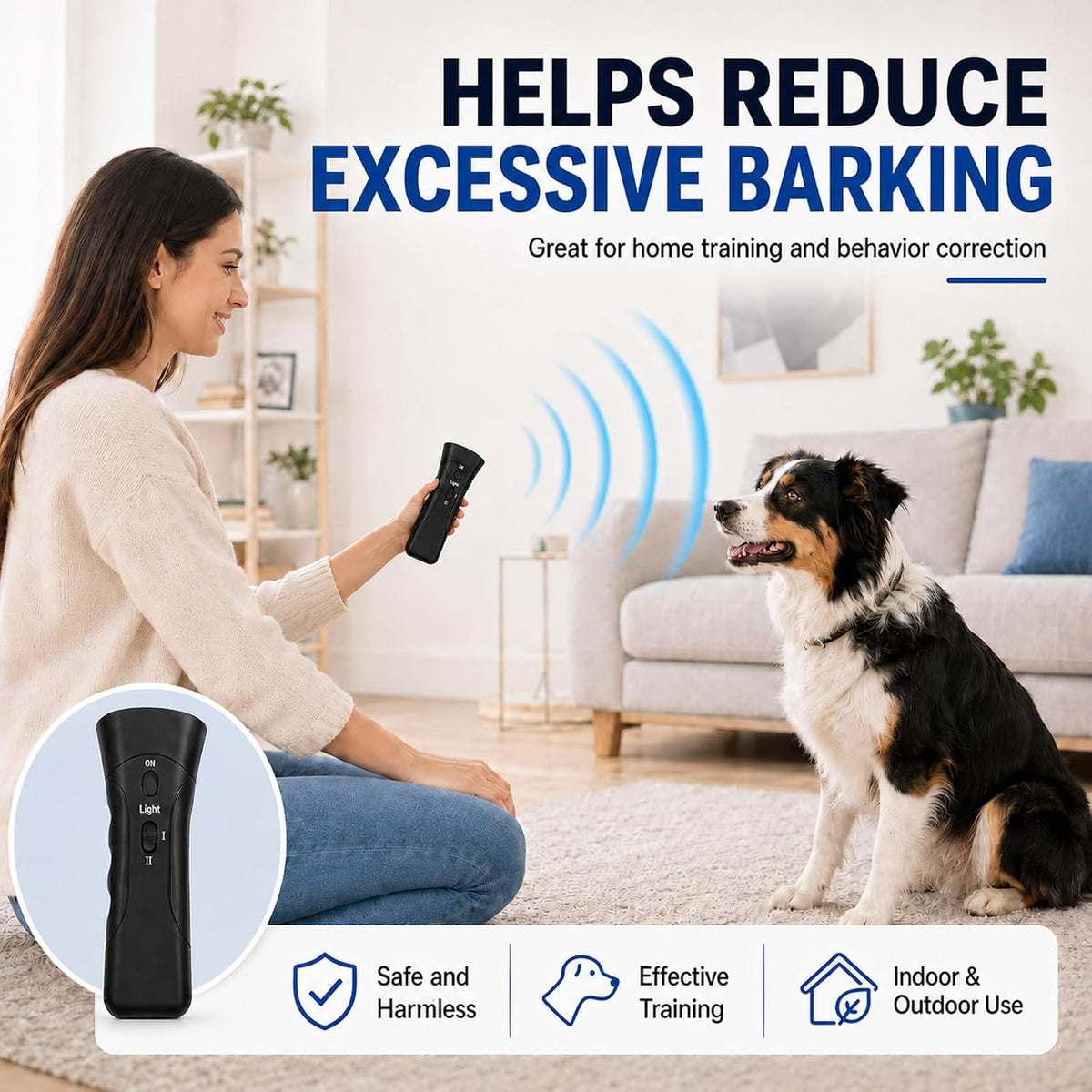 Anti-barking device handheld for outdoor walks