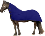 RESISTANCE horse body warming cooler fleece sheet being secured at the stable chest straps