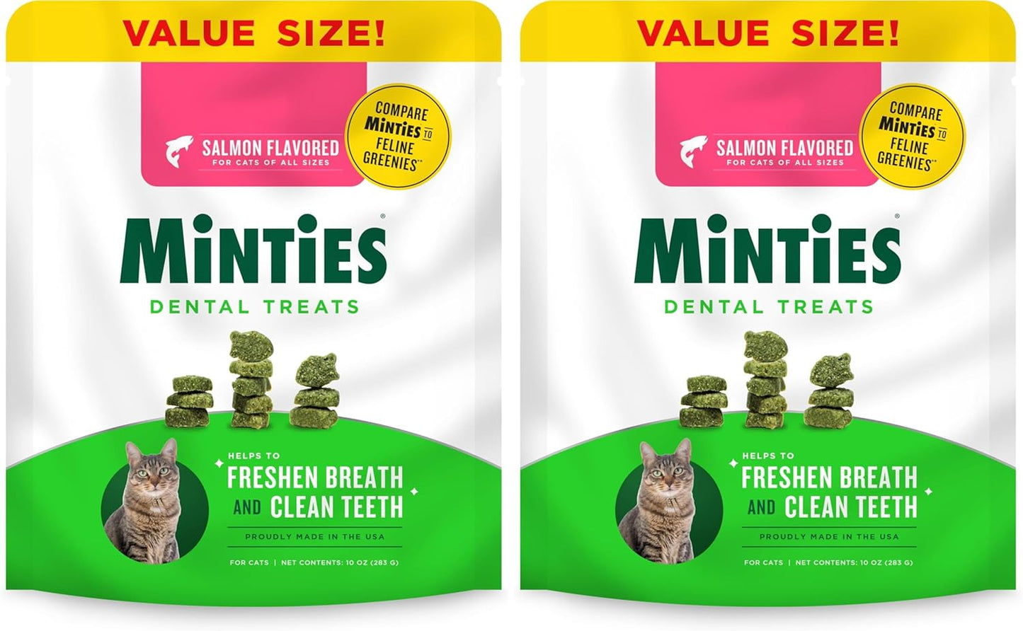Minties Dental Treats for Cats, Salmon Flavored Cat Dental Treats, Freshens Breath and Controls Tartar, 10oz - Image 14