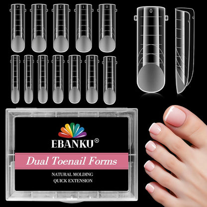 Ebanku 120 pieces poly gel toe nail forms front view