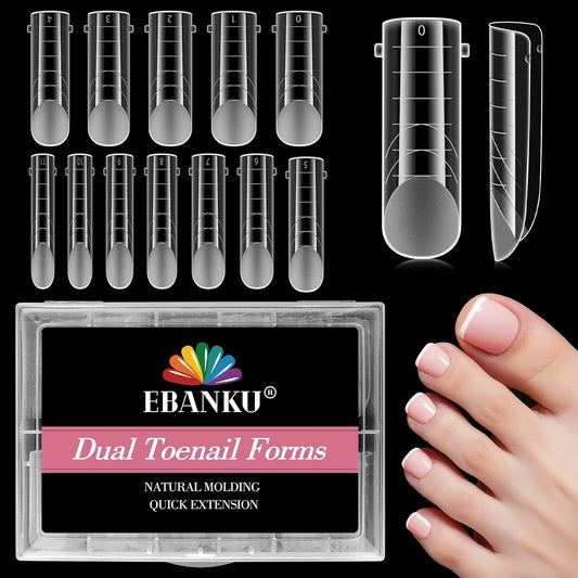 Ebanku 120 pieces poly gel toe nail forms front view