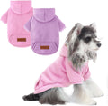 BAOBICUTE 2 pack dog hoodie front view pink and purple winter pet sweatshirt