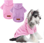 BAOBICUTE 2 pack dog hoodie front view pink and purple winter pet sweatshirt