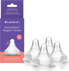 Lansinoh NaturalWave fast flow baby bottle nipples four count front pack view
