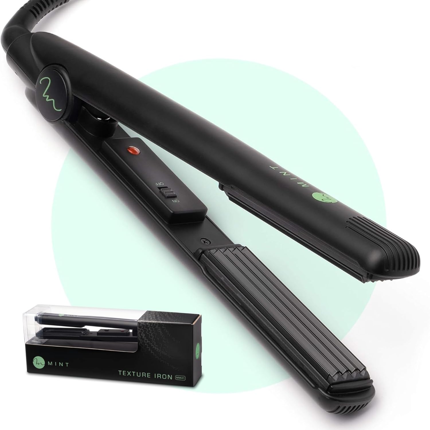 MINT Professional Series Hair Crimper Iron 1 Inch front view showing deep ceramic plates