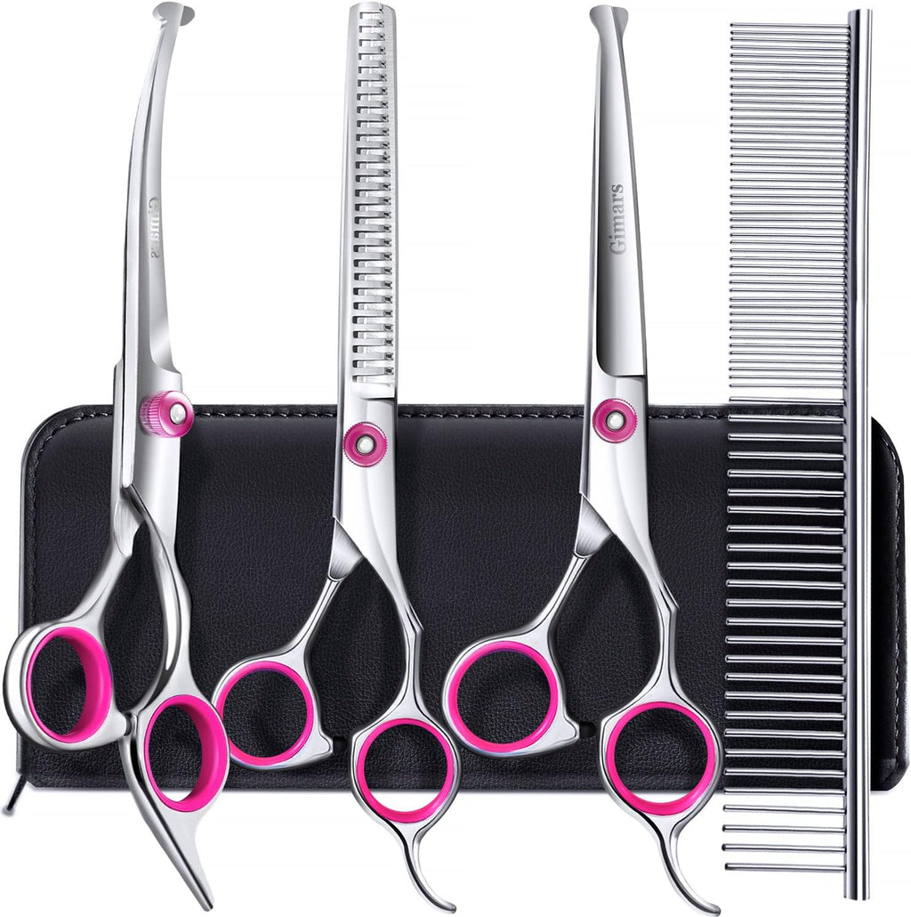 Gimars Titanium Coated Professional 6 in 1 4CR Stainless Steel Dog Grooming Scissors with Safety Round Tip, Heavy Duty Pet Grooming Scissor for Dogs, Cats and Other Animals - Image 11