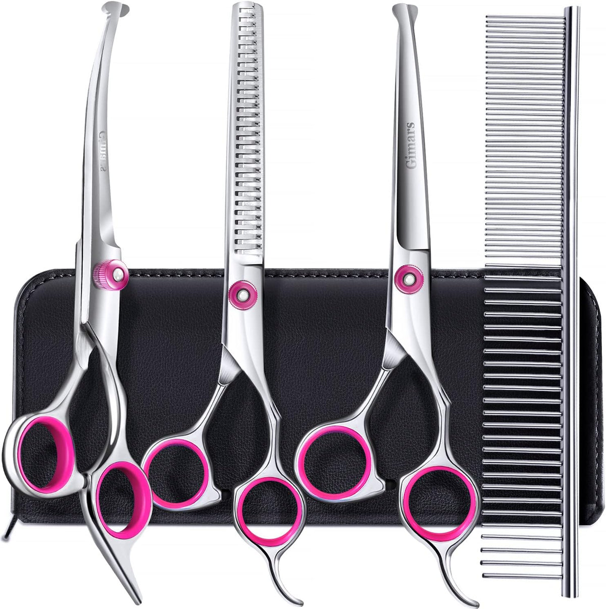 Gimars Titanium Coated Professional 6 in 1 4CR Stainless Steel Dog Grooming Scissors with Safety Round Tip, Heavy Duty Pet Grooming Scissor for Dogs, Cats and Other Animals - Image 11