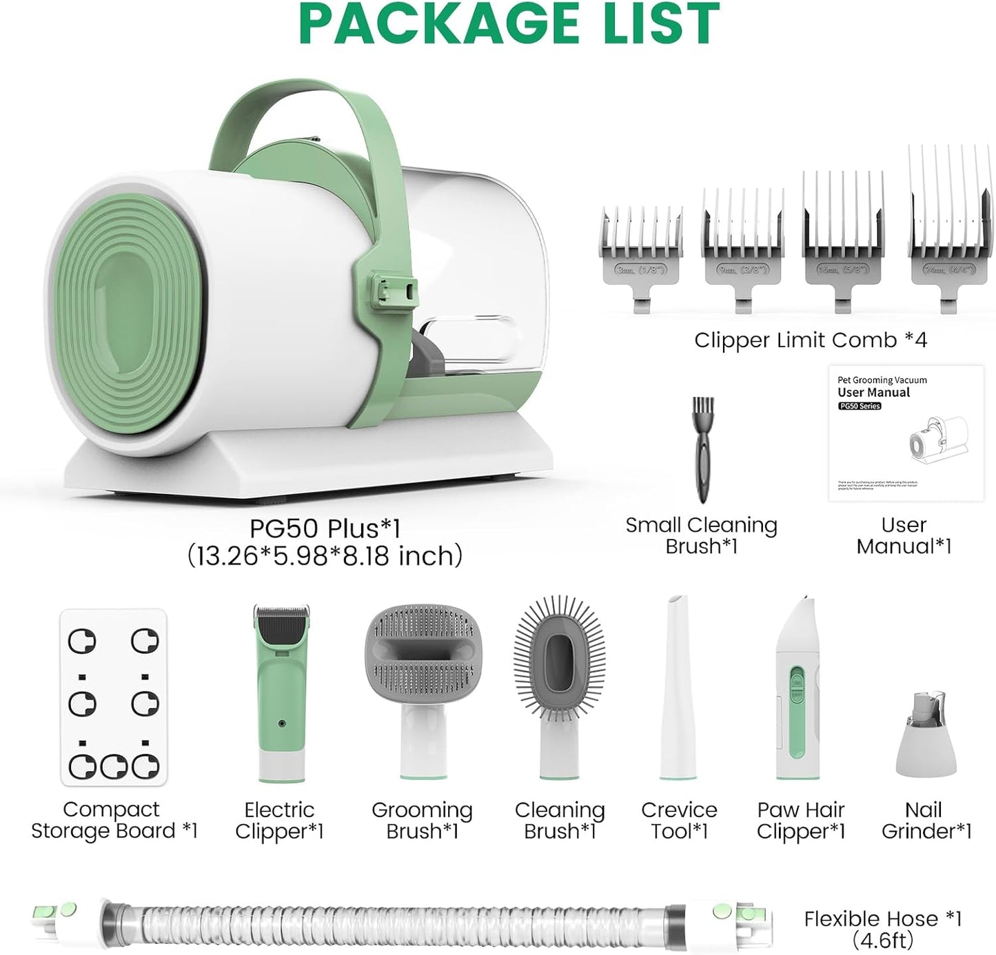 Dog Grooming Vacuum, Pet Grooming Kit with Clipper Nail Trimmer Grinder, 2.5L Dust Cup 7 Grooming Tools 11000Pa Dog Hair Vacuum for Shedding Grooming, Home Cleaning, PG50 Plus - Image 9
