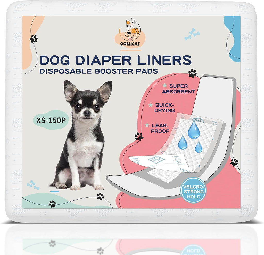 Dog Diapers Liners, 150 Ct, Super Absorbent Booster Pads for Male Dog Wraps and Female Dog Diapers, Lnnovative Hook-and-Loop Tape Design, Super-fit & No Shifting, Small Dog Diaper Pads - Image 10