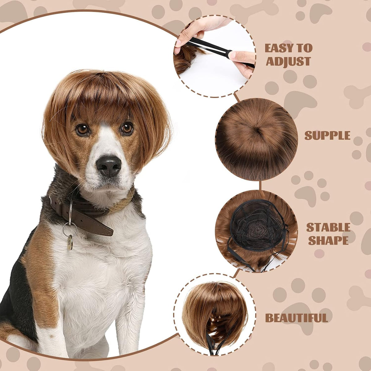 HOWWFALY funny pet hair accessories adjustable drawstring close up
