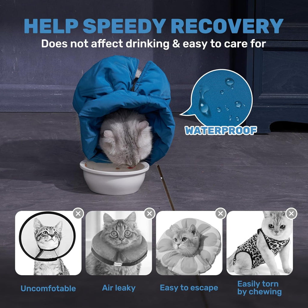 Leotrag lake blue pet recovery collar being hand washed for cleaning