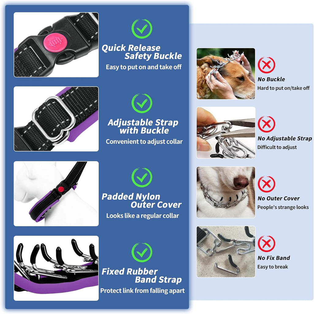 Monstoyo adjustable reflective training collar close up on stainless steel links