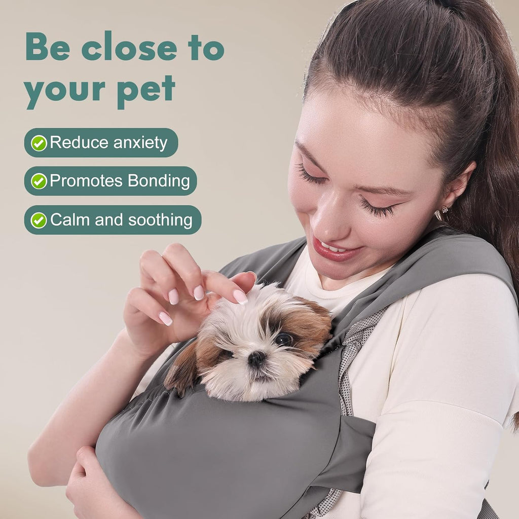 Adjustable puppy carrying bag showing reinforced bottom