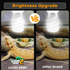Lucky Herp terrarium lighting product box showing specifications