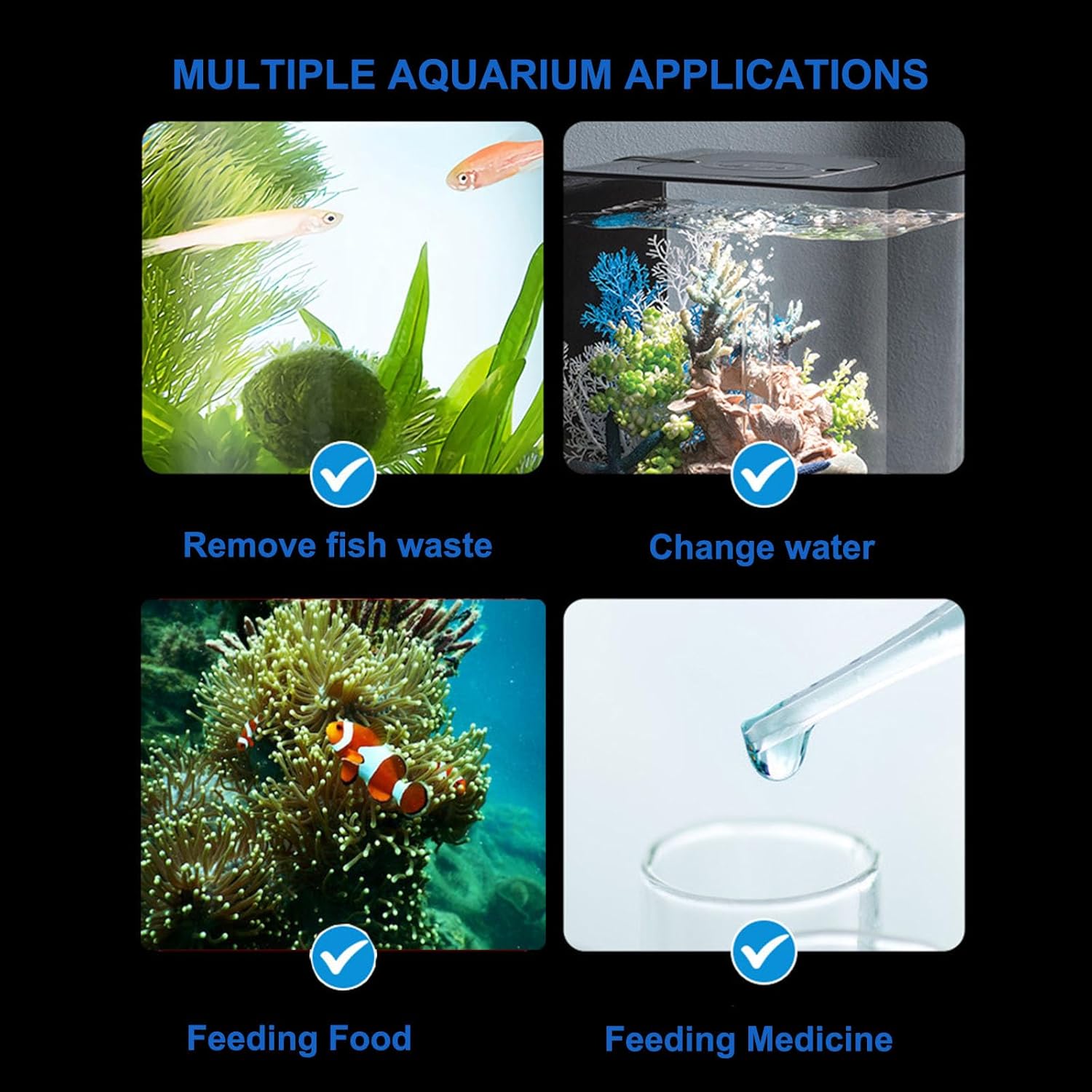 Clear acrylic marine fish feeding tool protecting fragile polyps.