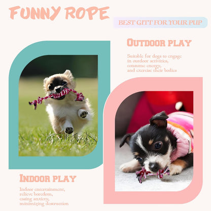 Premium imported USA cotton puppy toys showing the sturdy knots perfect for high active pets.
