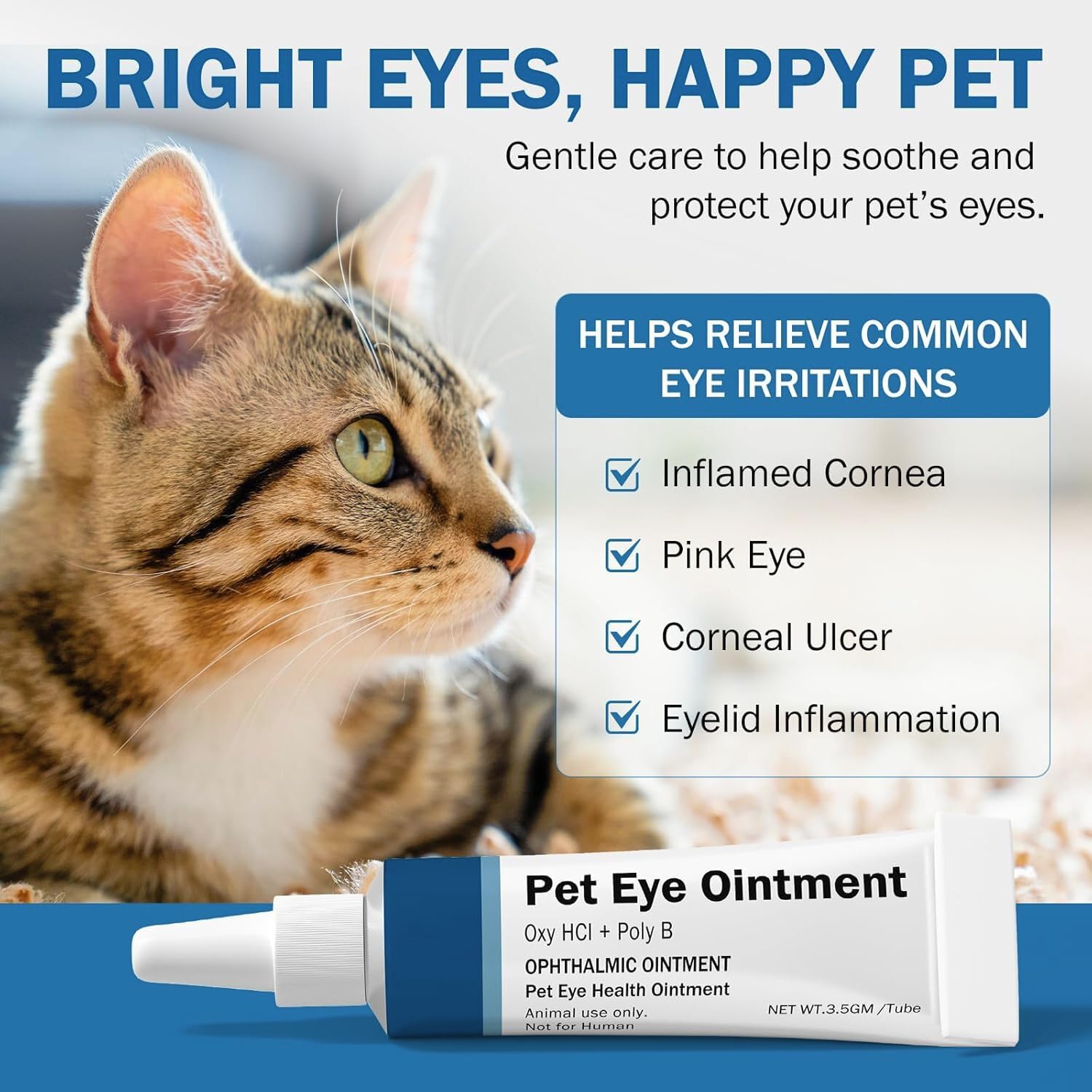 Three tubes of Polika pet eye ointment for cats and dogs