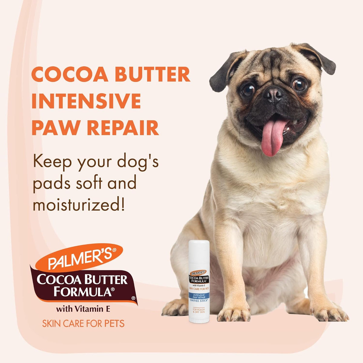 Palmer's for Pets Cocoa Butter Paw Pad and Nose Balm Swivel Stick, Fragrance Free - Moisturizing Dog Balm with Vitamin E, Peppermint Oil, Shea Butter, Rough or Dry Pads, 0.5 oz - Image 2