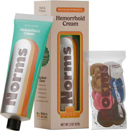 Norms Hemorrhoid Treatment Cream front view with five percent lidocaine.