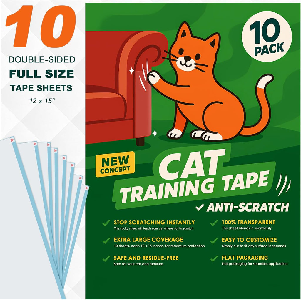 Anti-Scratch Tape for Furniture - Stop Cats from Scratching Couch, Chair Corners, Door Frames, Countertops, and Carpets, Clear Double-Sided Cat Training Tape, 2.5" x 16 Yards Roll - Image 10