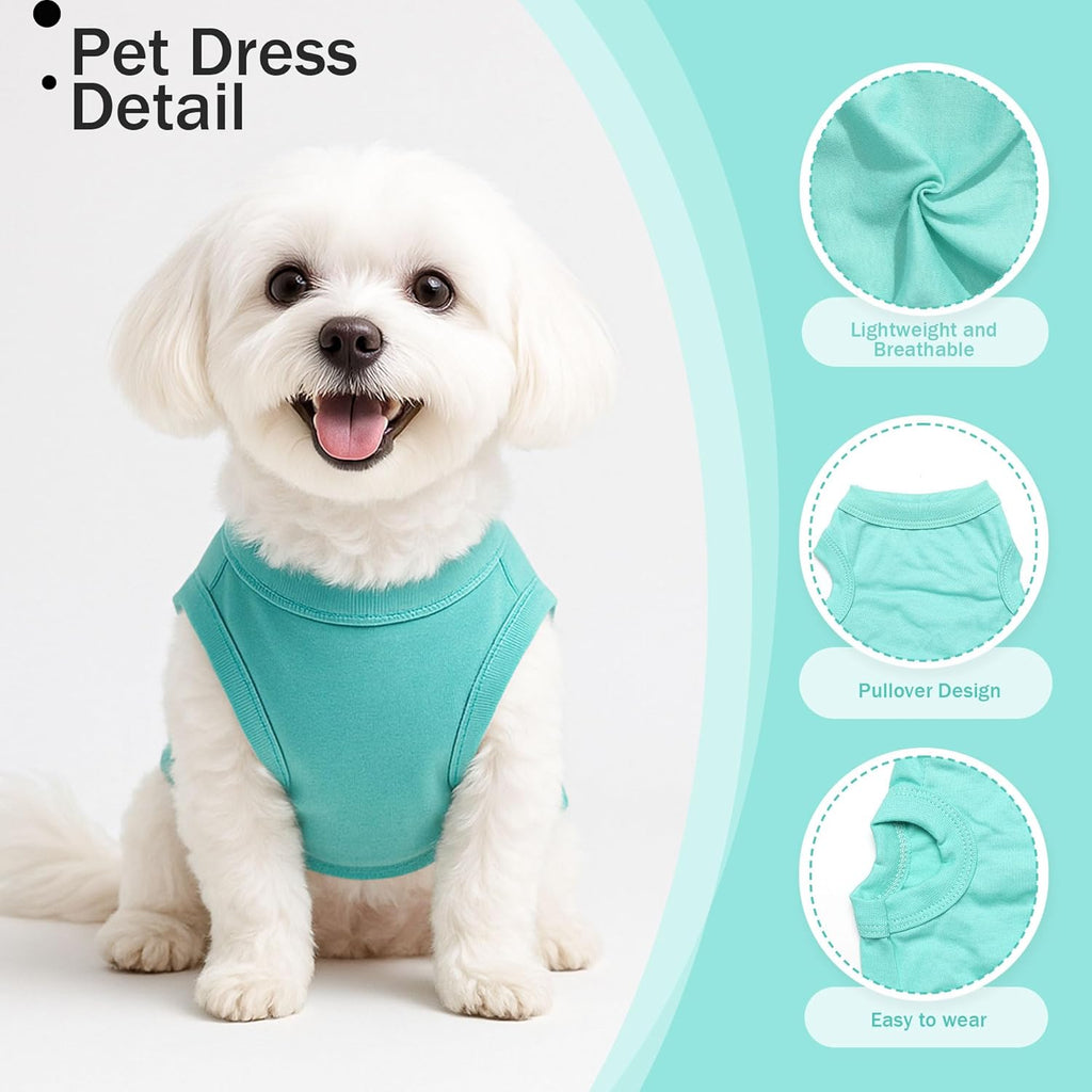Uswalnna small pet clothing set featuring dark green lightweight dog t-shirt.