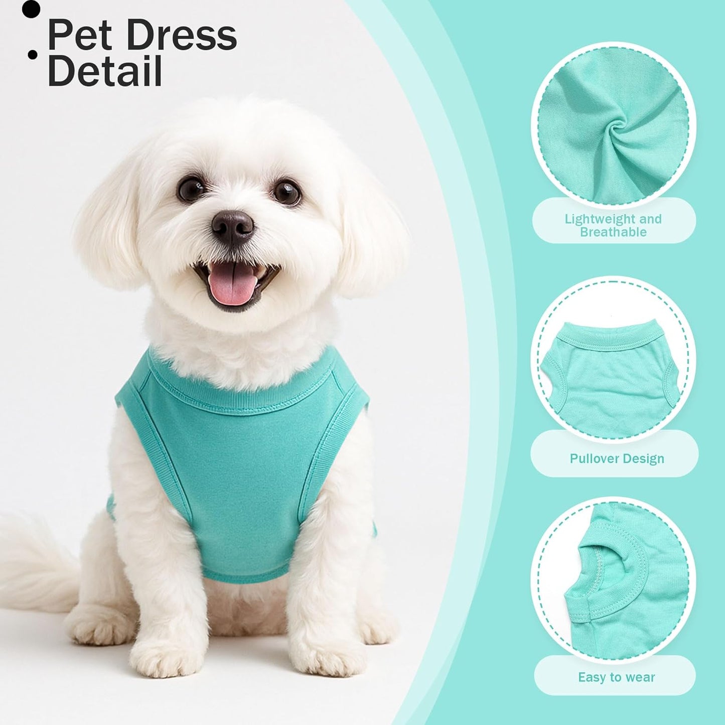 Uswalnna small pet clothing set featuring dark green lightweight dog t-shirt.