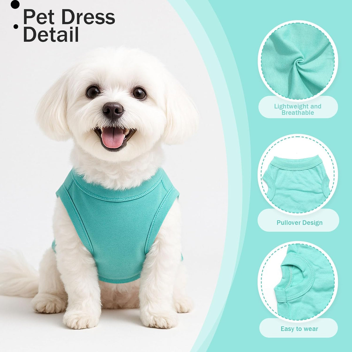 Uswalnna small pet clothing set featuring dark green lightweight dog t-shirt.