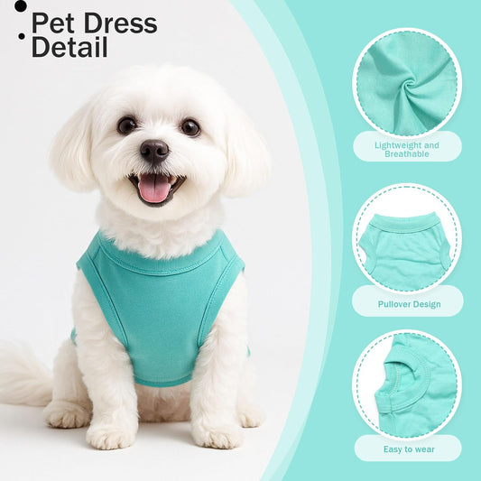 Uswalnna small pet clothing set featuring dark green lightweight dog t-shirt.