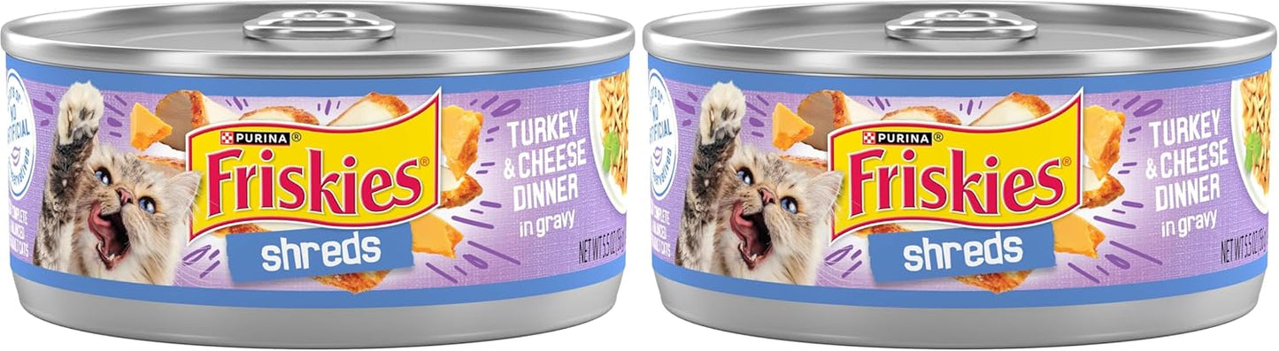 Purina Friskies Shreds Turkey and Cheese Dinner in Gravy High Protein Wet Cat Food - (Pack of 24) 5.5 oz. Cans - Image 11