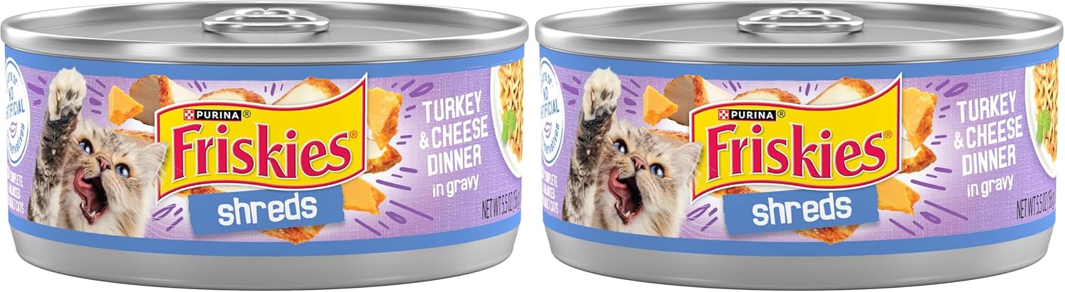 Purina Friskies Shreds Turkey and Cheese Dinner in Gravy High Protein Wet Cat Food - (Pack of 24) 5.5 oz. Cans - Image 11