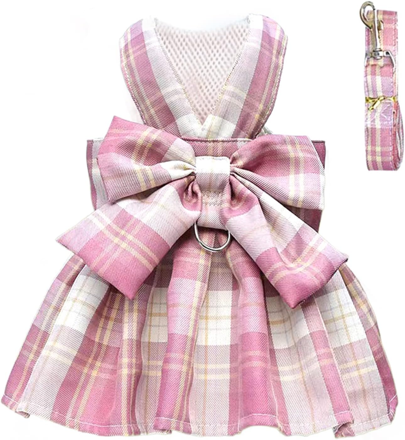 PETCARE Plaid Dog Dress Bow Tie Harness Leash Set for Small Dogs Cats Girl Cute Princess Dog Dresses Spring Summer Puppy Bunny Rabbit Clothes Chihuahua Yorkies Pet Outfits - Image 11