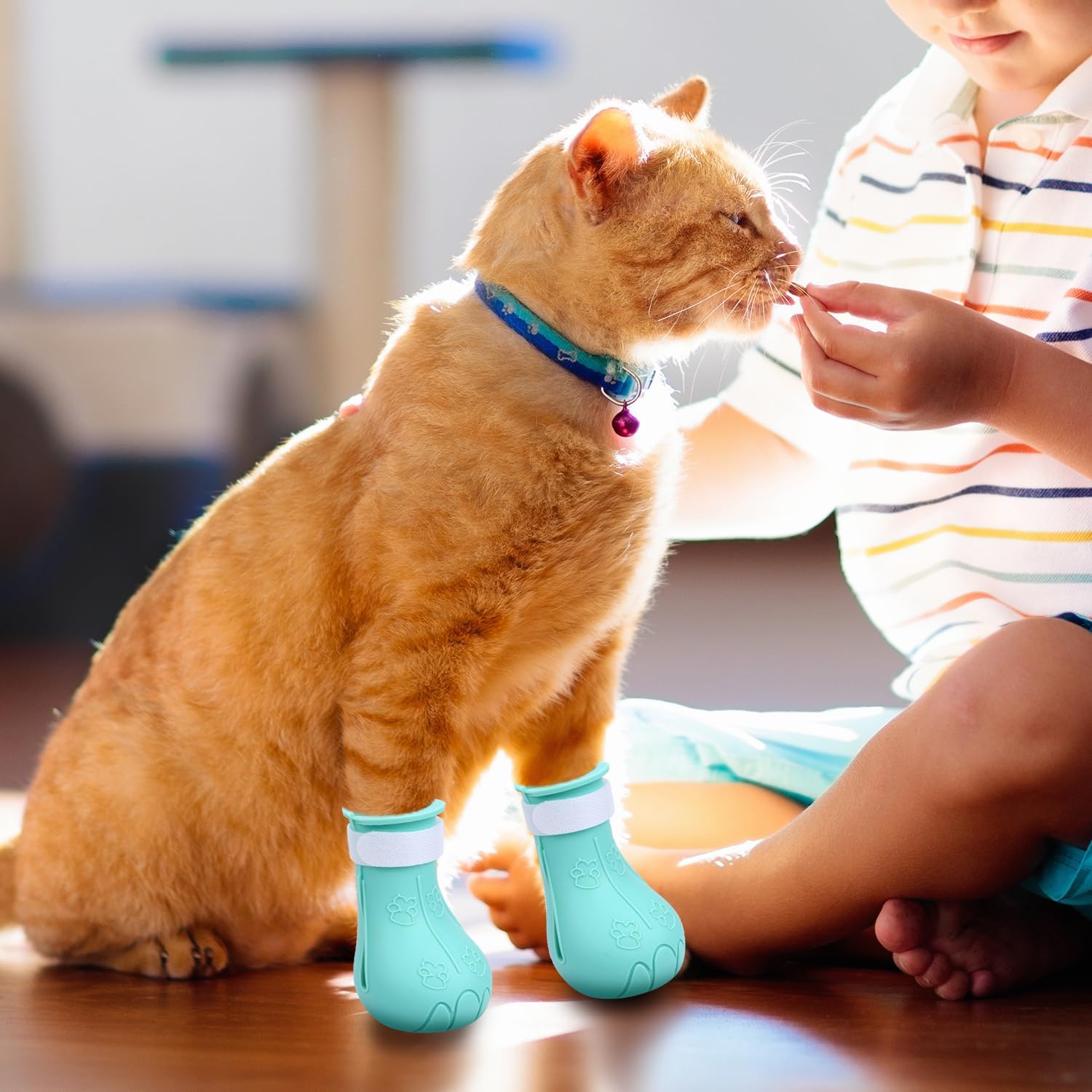 Gosknor silicone cat shoes for bathing and shaving safety
