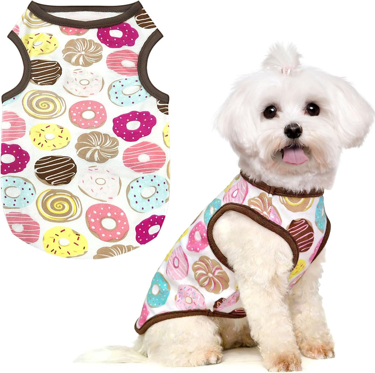 PETCARE Cute Cartoon Cat Shirts for Cats Only Soft Cotton Tshirts Brown Spaceship Cat Clothes for Cats Only Female Male Small Breeds Pet Pajamas Sleeveless Pet Tank Top Spring Summer Kitten Clothes - Image 10