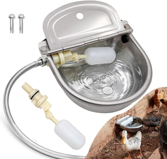 Essilnn automatic dog water dispenser front view stainless steel self filling trough
