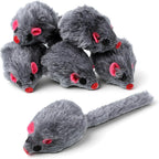 FdcLixuvol gray fur rattle mouse cat toy front view of interactive pet supplies pack.