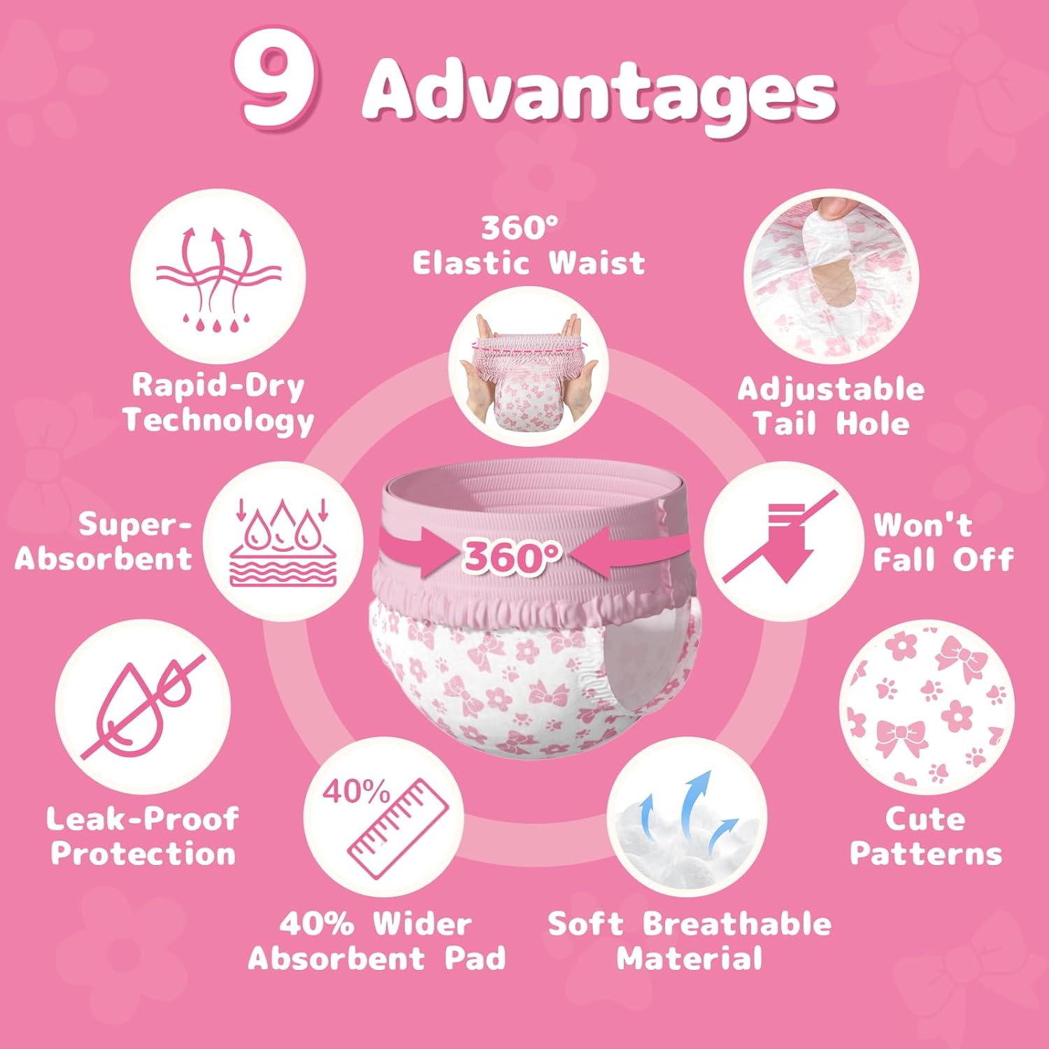 Dono female pet diapers small size being adjusted on a small breed puppy