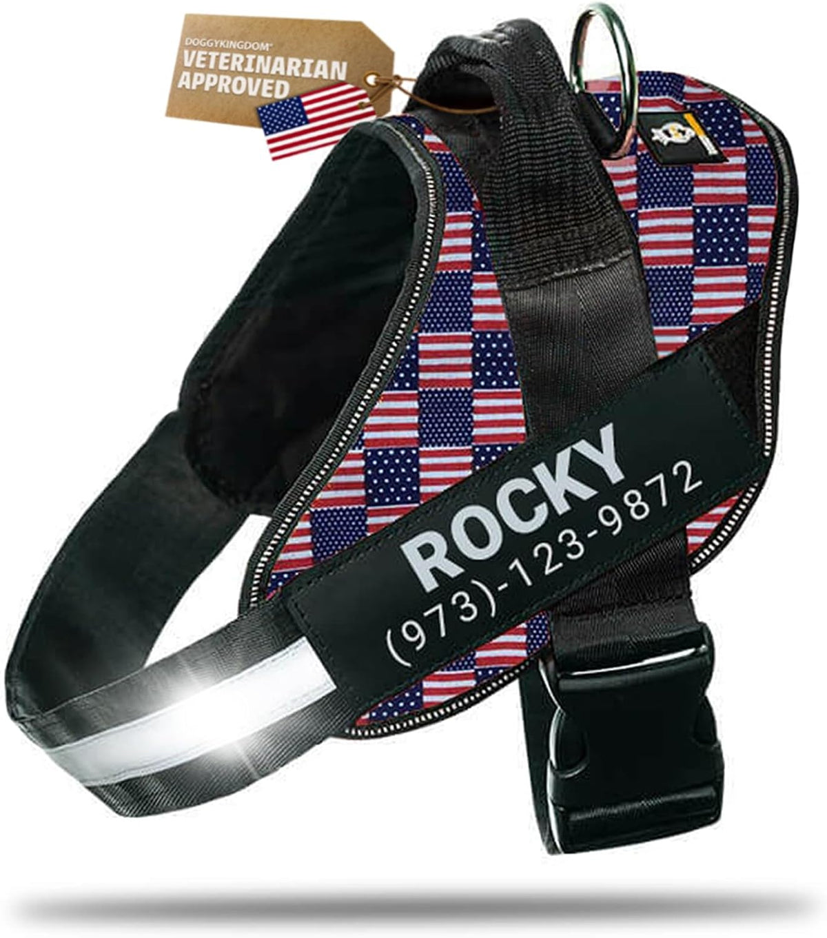 DOGGYKINGDOM Personalized Dog Harness with Custom Name Patches, Adjustable Reflective No Choke Dog Vest with Handle for Medium Sized Dog, Blue, M - Image 13