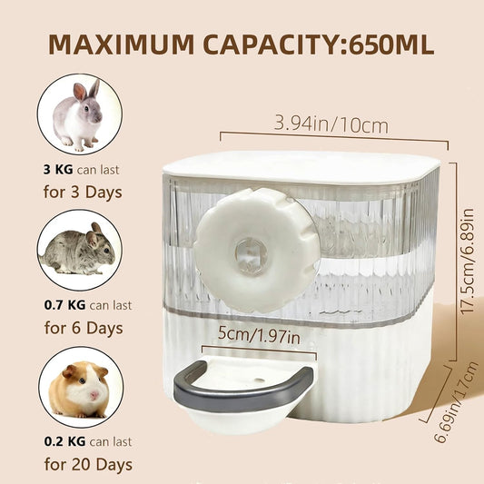 No Drip Hanging Automatic Rabbit Water Dispenser 650ml, Top Refill Pet Water Bowl Bottle BPA Free for Bunny, Guinea Pig, Ferret, Chinchilla,Squirrel,Hamster,Puppy Kitten, Other Small Animals - Image 2