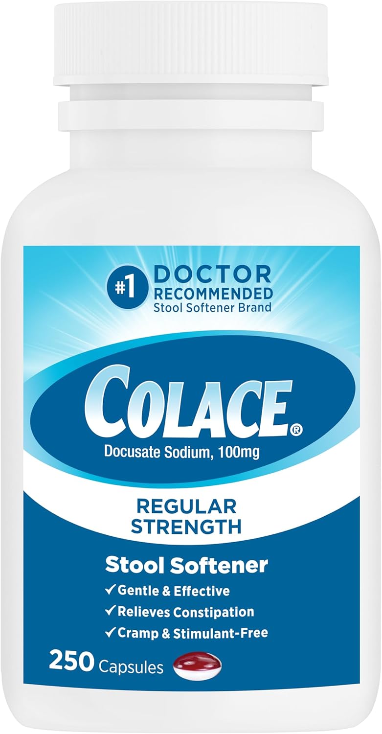Colace Stool Softener 100 mg, 60 Capsules, Constipation Relief, Docusate Sodium, Gentle Docusate, Stimulant-Free, Regular Strength, #1 Doctor Recommended Stool Softener Brand - Image 10