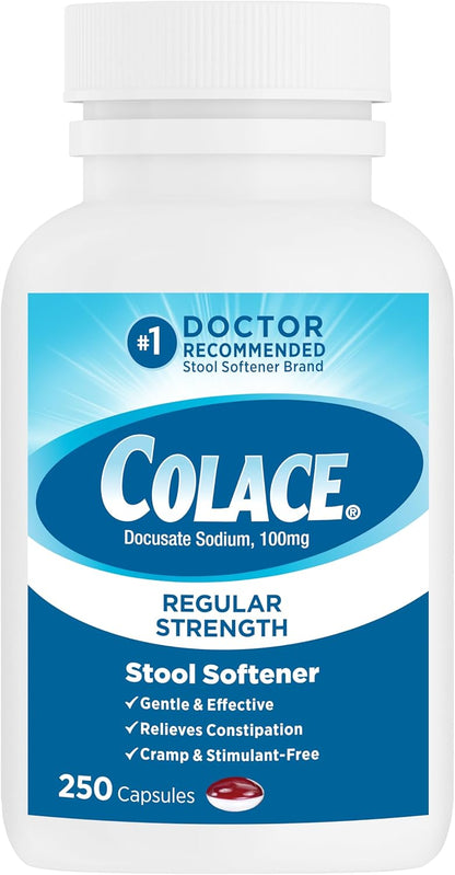 Colace Stool Softener 100 mg, 60 Capsules, Constipation Relief, Docusate Sodium, Gentle Docusate, Stimulant-Free, Regular Strength, #1 Doctor Recommended Stool Softener Brand - Image 10