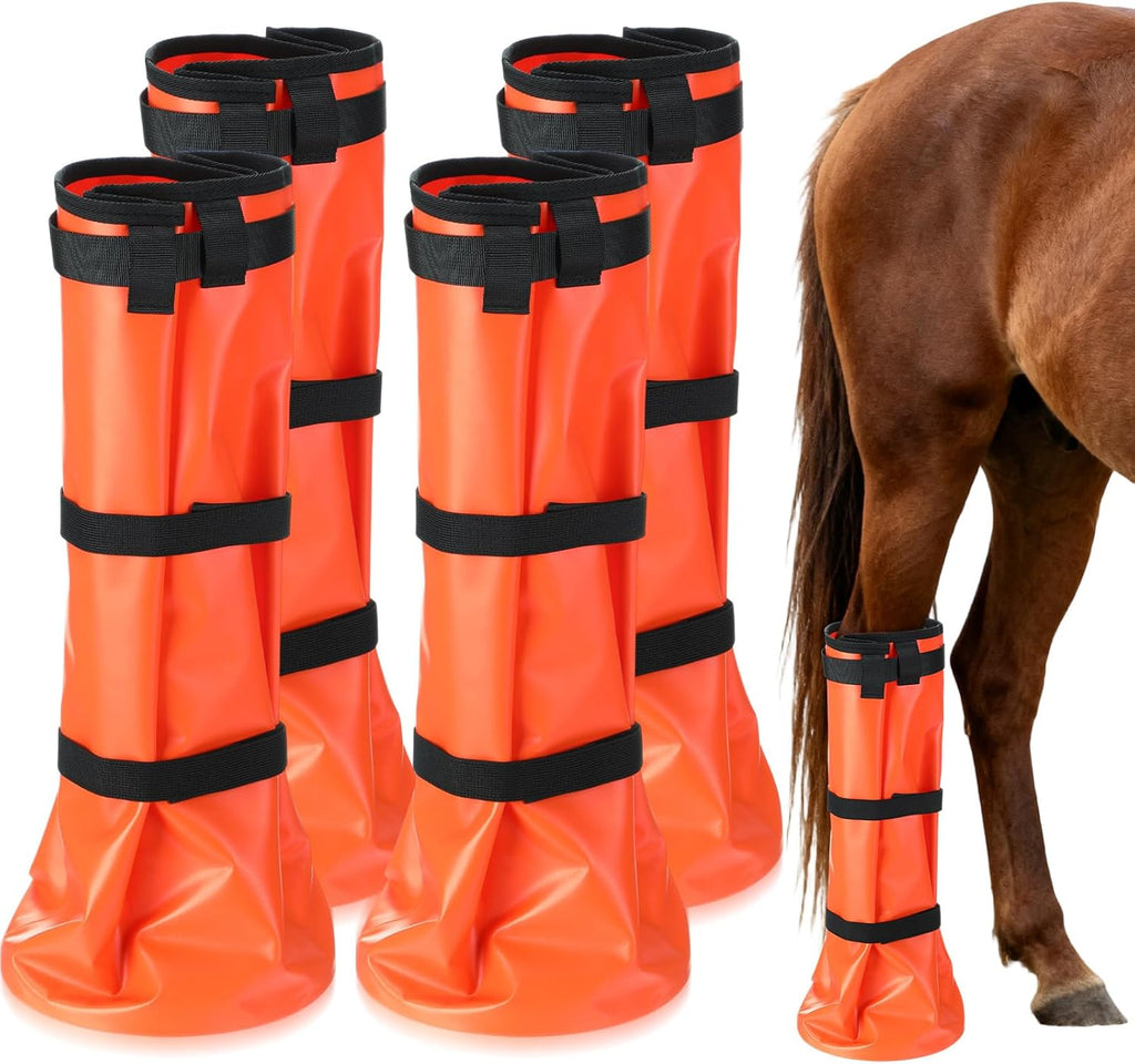 SilTriangle equine hoof soaking boot kit showcasing the dual color options of blue and black bags.