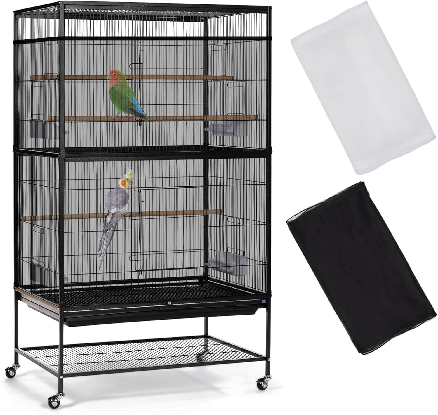 ASOCEA large black bird cage cover providing glare protection for birds