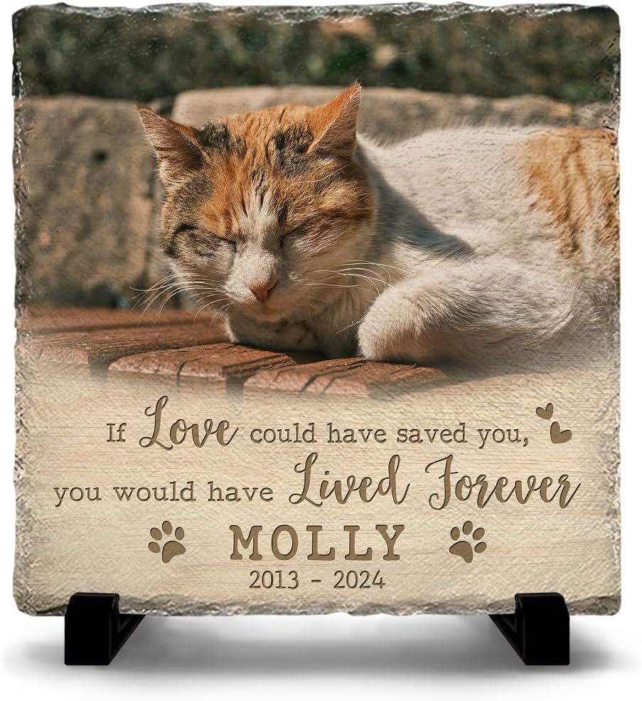 Custom Memorial Stones for Cats - Personalized Cat Memorial Picture Frame - Square Stepping Stones - Cat Loss Sympathy Gifts - Image 10
