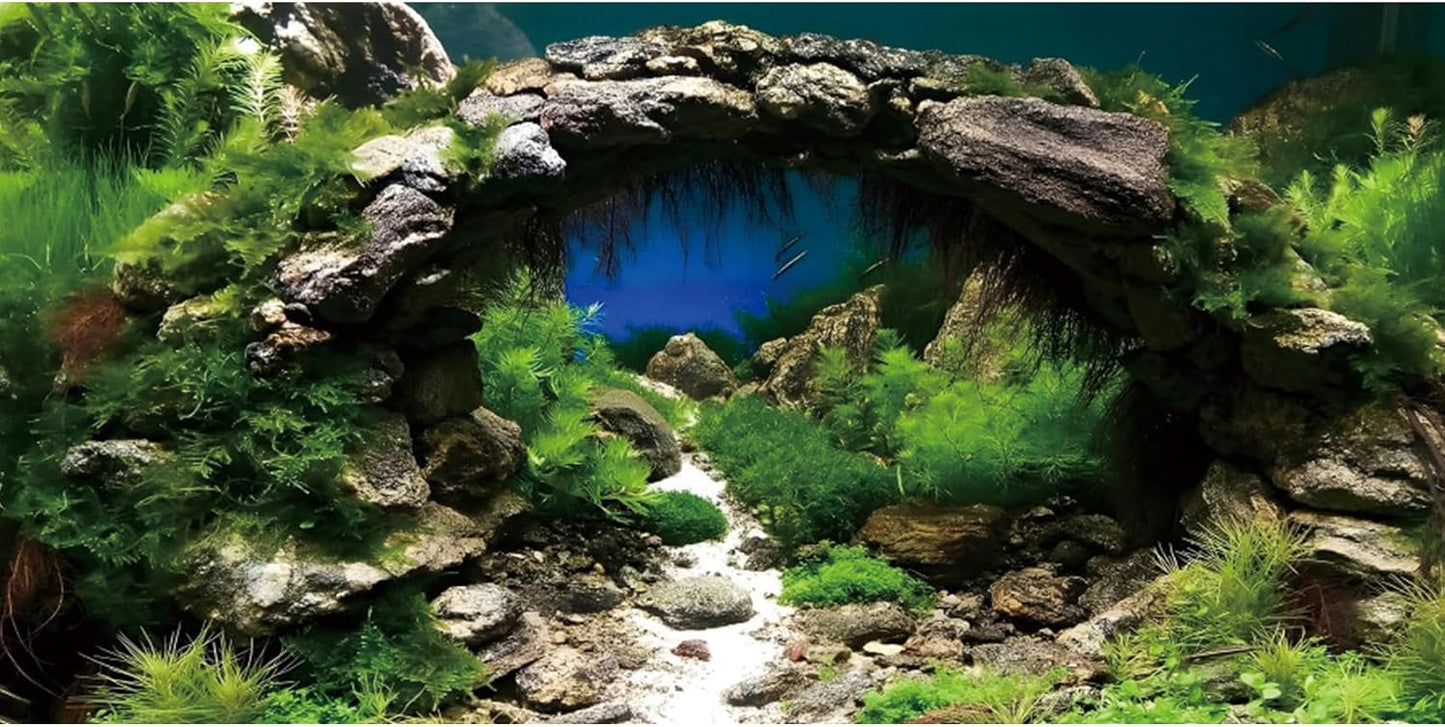AWERT Arch Stone Aquarium Background front view of high definition river bed design