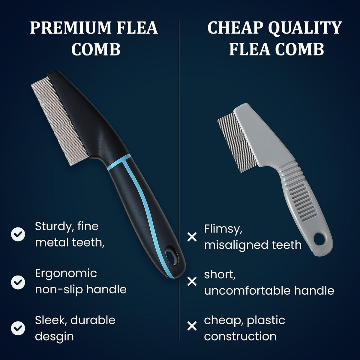 Flea Comb for Dogs and Cats - Premium Pet Grooming Tool with Stainless Steel Teeth for Long and Short Hair - Image 5